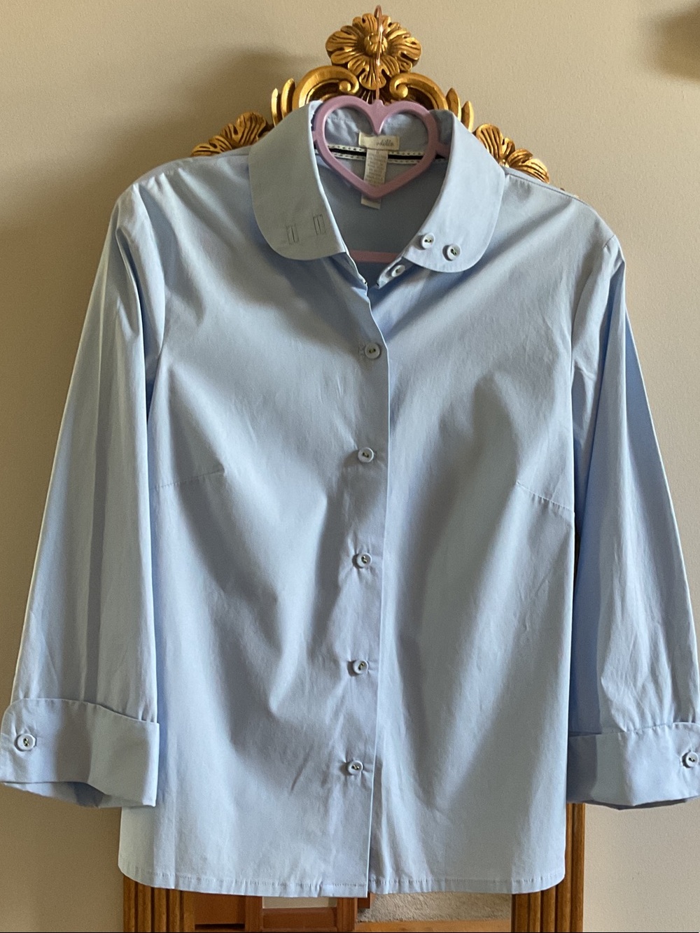 Odille Light Blue Women’s Button-Up Cotton Shirt Blouse 8